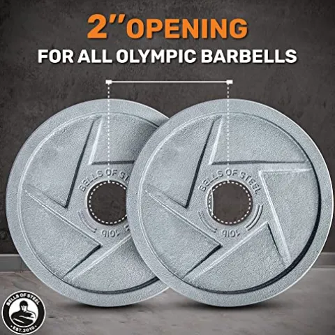 Bells of Steel Cast Iron Weight Plates Mighty Grip Olympic Weight Plates Gray
