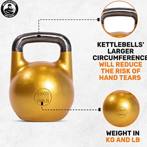 Bells of Steel Competition Kettlebell – Commercial and Home Gym – Strength Training – 36 kg Grey