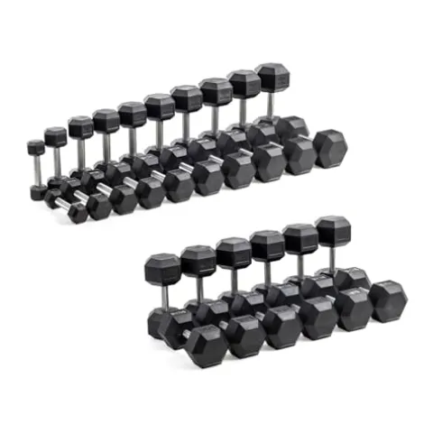 Bells of Steel Hex Dumbbells Set 5-50lb Rubber 10 Pairs