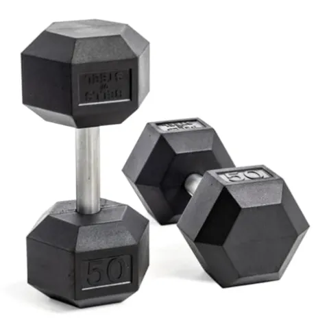 Bells of Steel Hex Dumbbells Set 5-50lb Rubber 10 Pairs