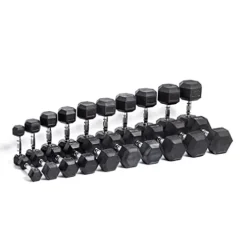 Bells of Steel Rubber Hex Dumbbells Set Black