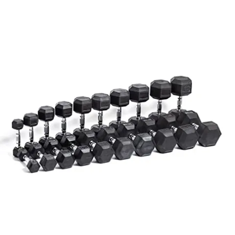 Bells of Steel Rubber Hex Dumbbells Set Black