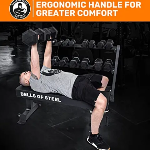 Bells of Steel Rubber Hex Dumbbells Set Black