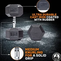 Bells of Steel Rubber Hex Dumbbells Set Black