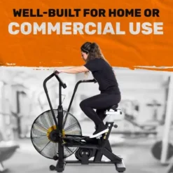 Bells of Steel Stationary Blitz Air Bike Exercise Bike – Belt Driven with Phone and Bottle Holder – 25-in Fan Diameter