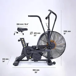 Bells of Steel Stationary Blitz Air Bike Exercise Bike – Belt Driven with Phone and Bottle Holder – 25-in Fan Diameter