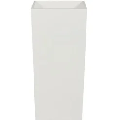 Benzara 32 Inch Tall Tapered Barrel Planter Vase with Hidden Insert White