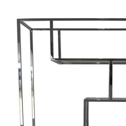 Benzara Adena 76 Inch Tall Plant Stand Geometric Style Metal Shelves Silver