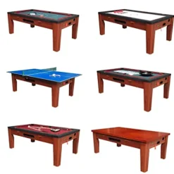 Berner Billiards 6 in 1 Multi Game Table Cherry Blue Green Red