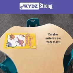 Berries Jonti-Craft Square Activity Table E-Height Adjustable 48″x48″ Gray/Teal