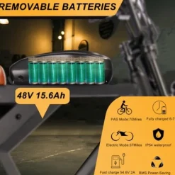 Besintu MOVCAN Electric Bike for Adults 1000W Motor (Peak 1500W), 48V/15.6AH, Up to 28MPH & 70 Miles, 20″ Fat Tire Ebike, 7 Speed Gear Full Suspension Brown-2