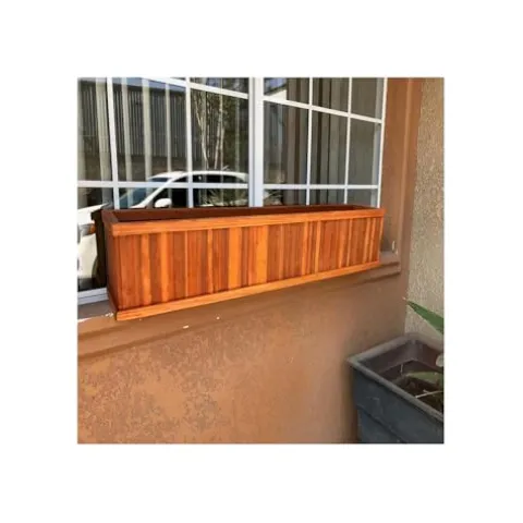 Best Redwood Window Planter Box 48 in Heart Stain