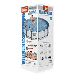Bestway Above Ground Swimming Pool with Cleaning Kit Gray