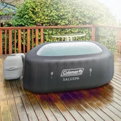 Bestway Coleman Hawaii AirJet Inflatable Hot Tub with EnergySense Cover Blue + SaluSpa Underwater Non-Slip Spa Seat (6 Pack)