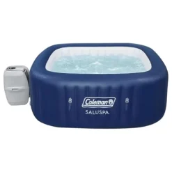 Bestway Coleman Hawaii AirJet Inflatable Hot Tub with EnergySense Cover Blue + SaluSpa Spa Seat Adjustable Legs 6 Pack