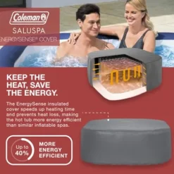 Bestway Coleman Hawaii AirJet Inflatable Hot Tub with EnergySense Cover Gray + SaluSpa Spa Seat (4 Pack) + SaluSpa Pillows (2 Pack)
