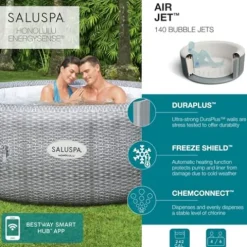 Bestway Coleman Honolulu AirJet Inflatable Hot Tub with EnergySense Cover Gray