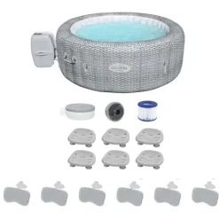 Bestway Coleman Honolulu AirJet Inflatable Hot Tub with EnergySense Cover Gray