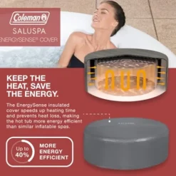 Bestway Coleman Miami AirJet Inflatable Hot Tub Black with EnergySense Cover, Spa Seats & Padded Headrest Pillows