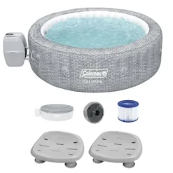 Bestway Coleman Sicily AirJet Inflatable Hot Tub with EnergySense Cover & Adjustable Spa Seat Gray