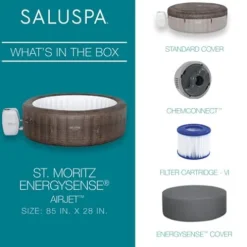 Bestway Coleman St Moritz AirJet Inflatable Hot Tub with EnergySense Cover & 2-Pack SaluSpa Non-Slip Spa Seat