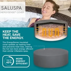 Bestway Coleman St Moritz AirJet Inflatable Hot Tub with EnergySense Cover & 2-Pack SaluSpa Non-Slip Spa Seat
