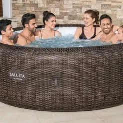 Bestway Coleman St Moritz AirJet Inflatable Hot Tub with EnergySense Cover & 4-Pack SaluSpa Non-Slip Spa Seat