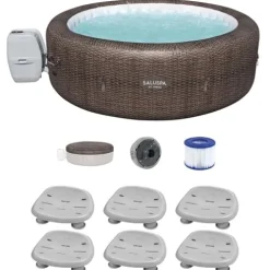 Bestway Coleman St Moritz AirJet Inflatable Hot Tub with EnergySense Cover & 6-Pack of SaluSpa Spa Seats