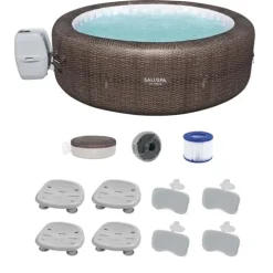 Bestway Coleman St Moritz AirJet Inflatable Hot Tub with EnergySense Cover, Spa Seat & Headrest Pillows