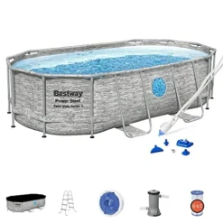Bestway Oval Above Ground Pool Set with Filter Pump & Vacuum Cleaner