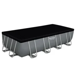 Bestway Power Steel Rectangular Metal Frame Pool Set Gray