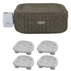 Bestway SaluSpa AirJet Inflatable Square Hot Tub with Adjustable Non-Slip Seats Blue