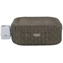 Bestway SaluSpa AirJet Inflatable Square Hot Tub with 6 Non-Slip Adjustable Pool Seats Brown