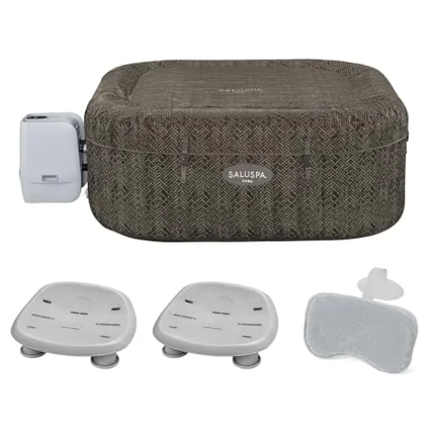 Bestway SaluSpa AirJet Inflatable Square Hot Tub 140 Jets Brown