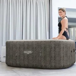 Bestway SaluSpa AirJet Inflatable Square Hot Tub 140 Jets Brown