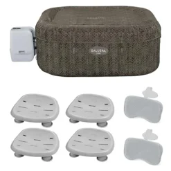 Bestway SaluSpa AirJet Inflatable Square Hot Tub 140 Jets with Seats & Headrests Brown