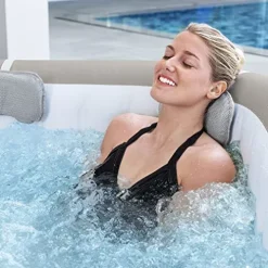 Bestway SaluSpa AirJet Inflatable Hot Tub Square Portable Outdoor Spa Brown Wicker