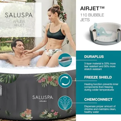 Bestway SaluSpa Aruba AirJet Inflatable Hot Tub Set Gray