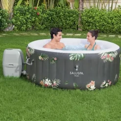 Bestway SaluSpa Aruba AirJet Inflatable Hot Tub Set Gray