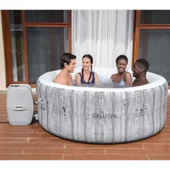 Bestway SaluSpa Fiji AirJet Inflatable Hot Tub with Spa Seat & Headrest Gray
