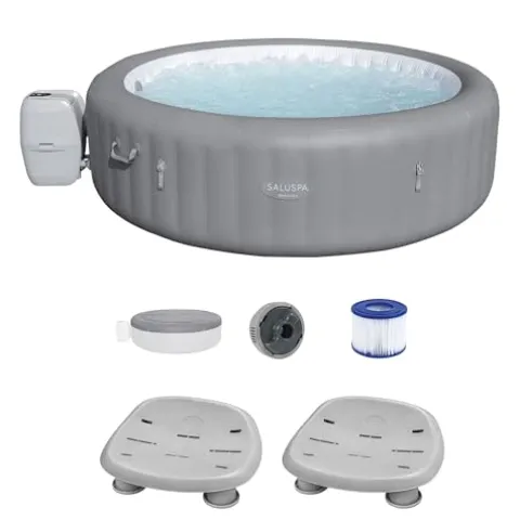 Bestway SaluSpa Grenada AirJet Inflatable Hot Tub with Non Slip Pool and Spa Seat Gray