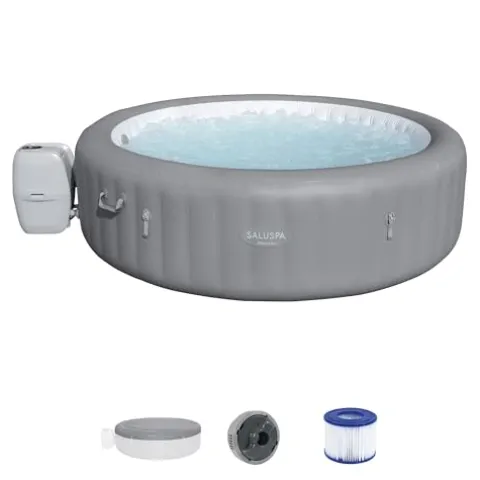 Bestway SaluSpa Grenada AirJet Inflatable Hot Tub with Non Slip Pool and Spa Seat Gray