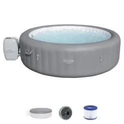 Bestway SaluSpa Grenada AirJet Inflatable Hot Tub with Pool and Spa Seat Gray