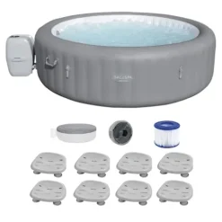 Bestway SaluSpa Grenada AirJet Inflatable Hot Tub 8 Pack Gray