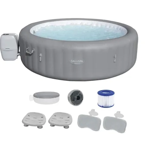 Bestway SaluSpa Grenada AirJet Inflatable Hot Tub with Adjustable Seat & Pillow Set