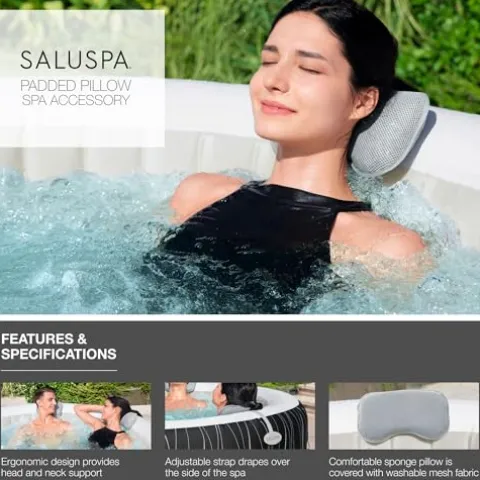 Bestway SaluSpa Grenada AirJet Inflatable Hot Tub with Adjustable Seat & Pillow Set