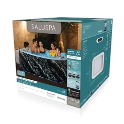 Bestway SaluSpa Hawaii EnergySense Smart Luxe AirJet Inflatable Hot Tub Spa Black Marble