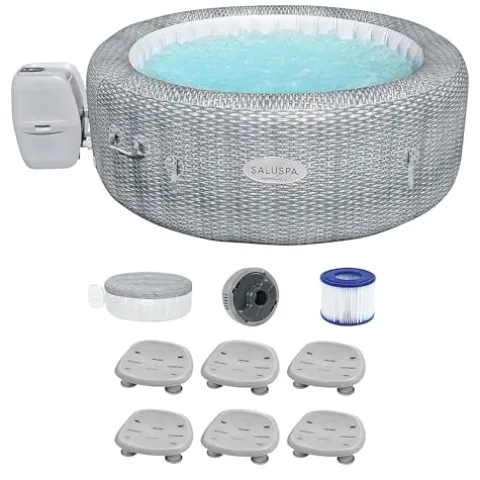 Bestway SaluSpa Honolulu AirJet Inflatable Hot Tub with 140 Jets & 6 Adjustable Seats Gray