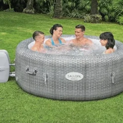 Bestway SaluSpa Honolulu AirJet Inflatable Hot Tub with Seat & Headrest Set Gray