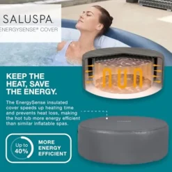 Bestway SaluSpa Milan AirJet Inflatable Hot Tub with Non Slip Pool Seat & Headrest Pillows Blue